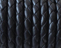 Bolo Braided Round Leather Cord. 5mm. Black. With hole. Inn.0.8mm.approx.