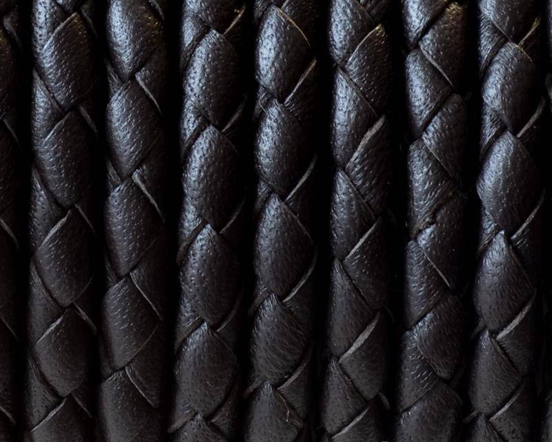 Bolo Braided Round Leather Cord. 4mm. Dark brown. Best Quality.