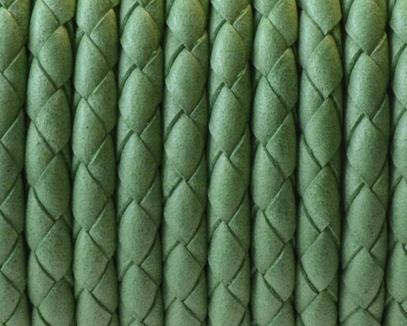 Bolo Braided Round Leather Cord. 4mm. Denver. Green. Best Quality.