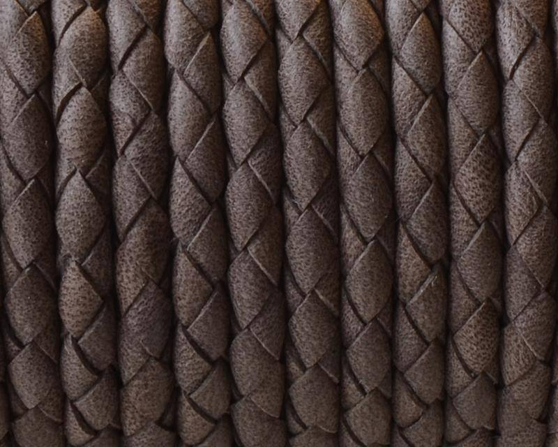 Bolo Braided Round Leather Cord. 4mm. Dark Brown.Matt.Best Quality.