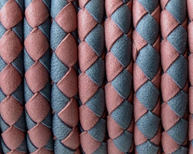 Bolo Braided Round Leather Cord. 5mm. Denver. Grey-pink. Inn.1mm.approx.Best Quality