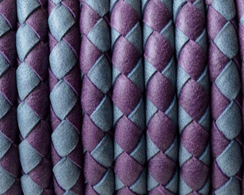 Bolo Braided Round Leather Cord. 5mm. Denver. Violet-grey .Inn.1mm.approx.Best Quality