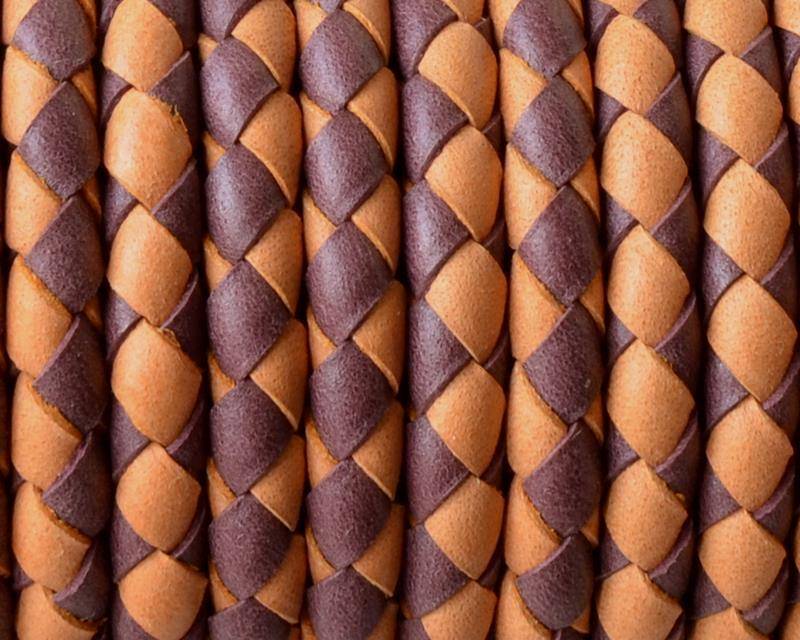 Bolo Braided Round Leather Cord. 5mm. Denver. Burdeaus-orange. Inn.1mm.approx.Best Quality