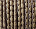 Bolo Braided Round Leather Cord. 3mm. Denver. Beige-dark brown. Best Q.