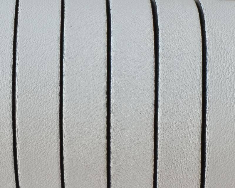 Flat Leather cord. 10x1.5mm. White-black. Best Quality.