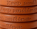 REGALIZ Leather cord. Oval 10x6mm. Keep Smiling. Camel. Best Quality.