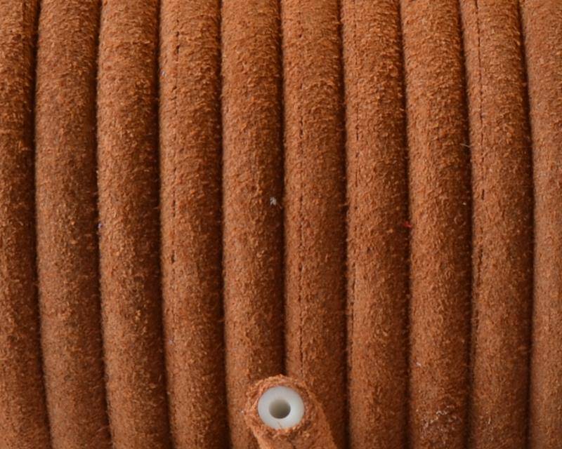 Round Leather cord. 5mm. Camel. Hollow. Inn.1.5mm.approx. Best Quality.