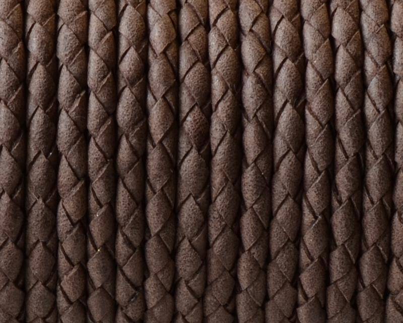 Bolo Braided Round Leather Cord. 3mm. Dark brown. Matt. Best Quality.