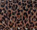 Suede Flat leather cord. With tacks. 10x2mm. Leopard-silver. Best Quality.