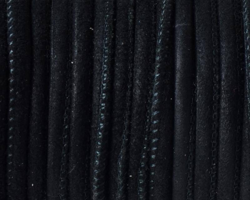 Round Stitched leather cord. 4mm. Black. Best Quality.