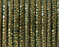 Round Stitched leather cord. 4.5mm. Green-gold. Best Quality.