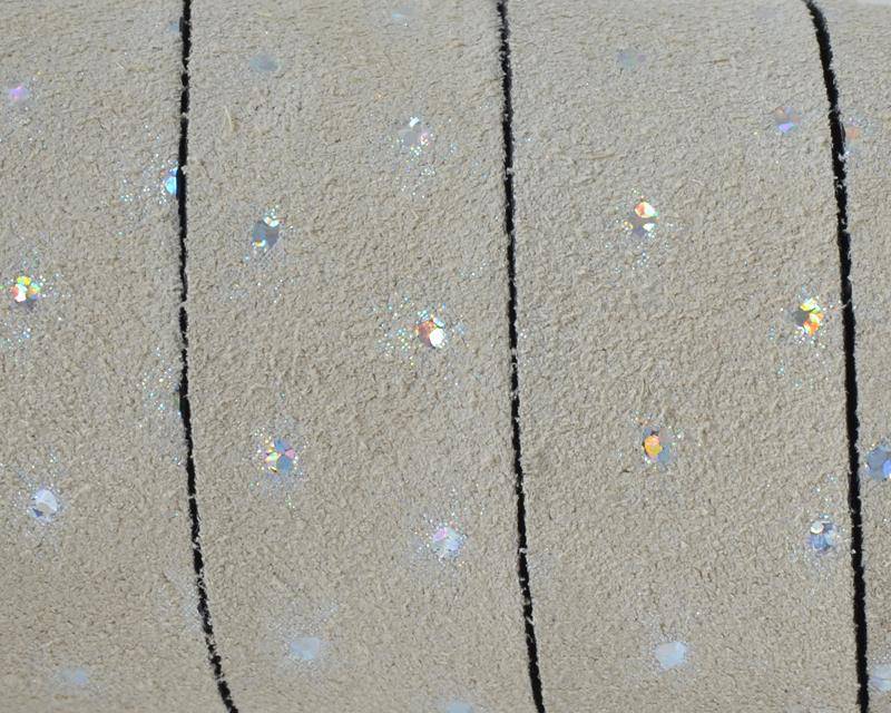 Flat Leather cord/Crystal. 20x2.5mm. Beige-silver. Best Quality.
