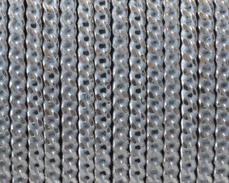 Flat Leather cord with chain. 6x2mm. Silver. Best Quality.