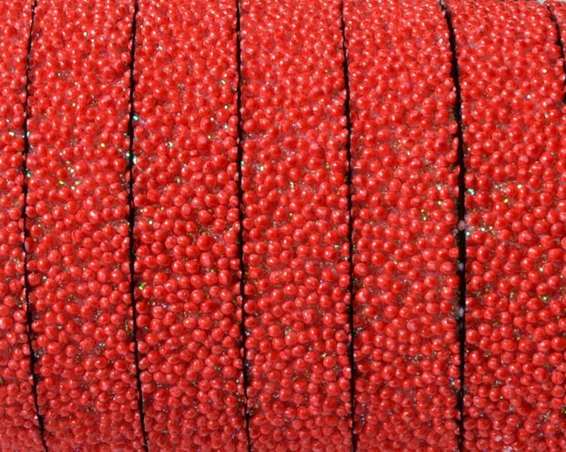 Flat Synthetic Caviar. 10x2mm. Red. Best Quality.