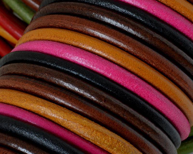 Round Leather cord. 5mm. MIX. Best Quality. 50cm strand