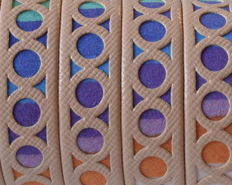 Synthetic fancy cord. Flat. 12x1.5mm. Salmon-multicolor. Best Quality.