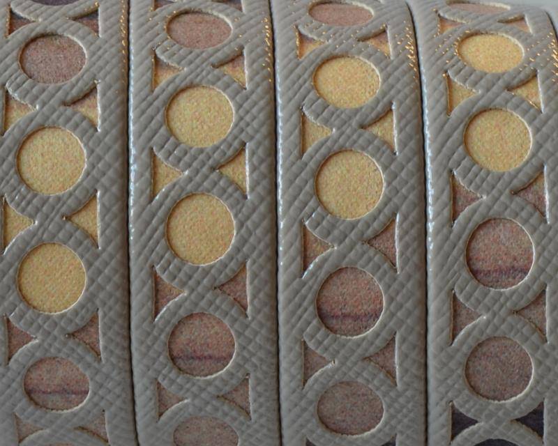 Synthetic fancy cord. Flat. 12x1.5mm. Beige-multicolor. Best Quality.