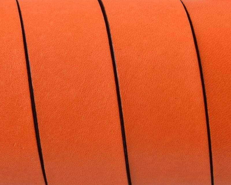Flat Leather cord. 20x1.5mm. Orange-black. Best Quality. 100/120cm strand