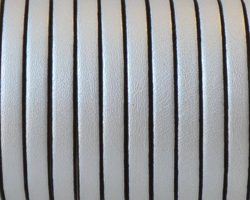 Flat Leather cord. 5x1.5mm. Metal silver2-black. Best Quality.