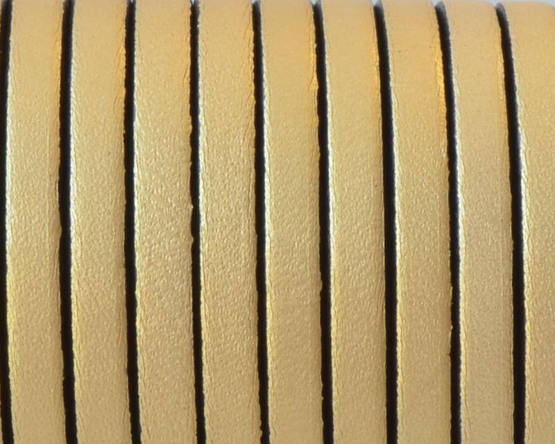 Flat Leather cord. 5x1.5mm. Metal gold-black2. Best Quality.