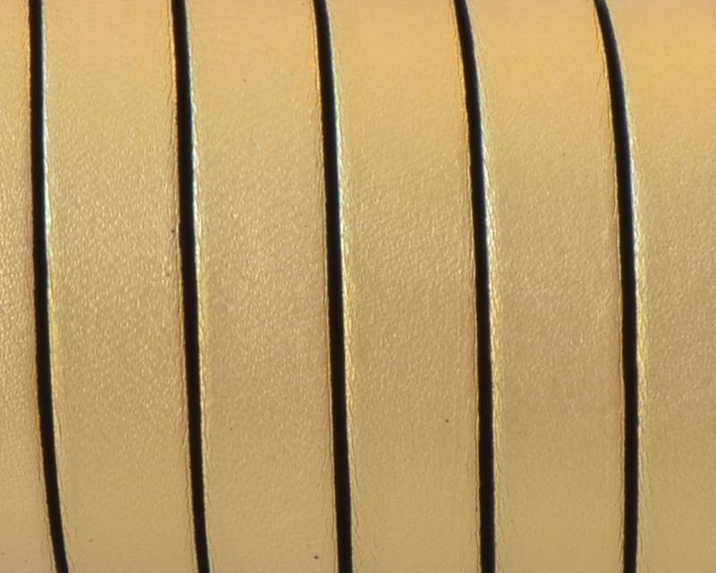Flat Leather cord. 10x1.5mm. Metal gold2-black. Best Quality.