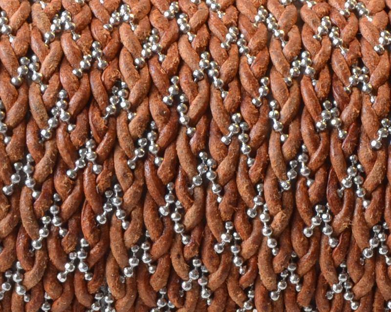 Kangaroo leather Flat braided cord. With chain. 3x1.8mm. Camel.Best Quality