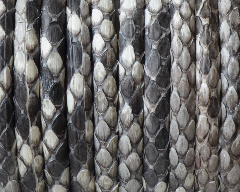 Python skin Leather cord. Round. 4mm. Hole. Black and white. Inn.0.8mm.approx.Best Quality