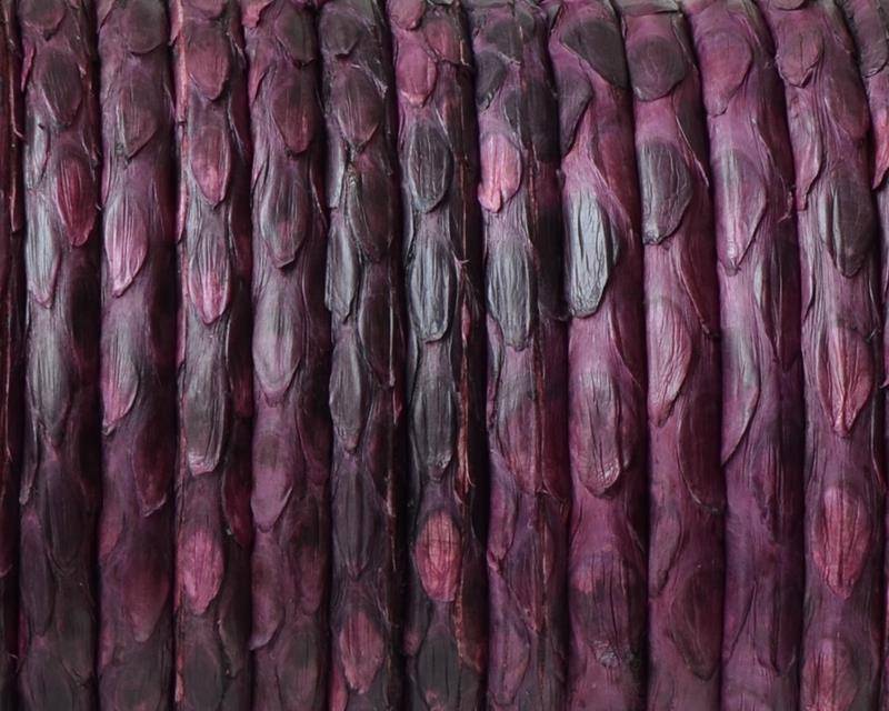 Python skin Leather cord. Round. 4mm. Hole. Lilac. Inn.0.8mm.approx. Best Quality.