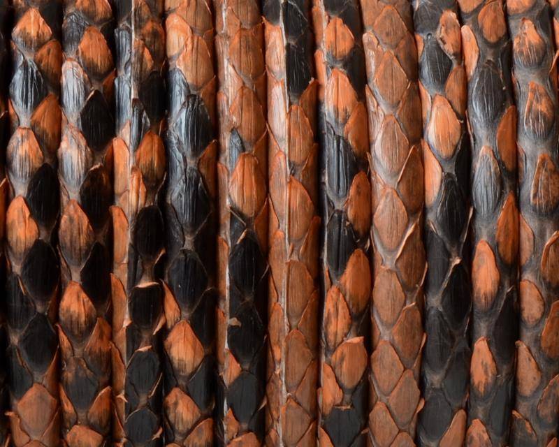 Python skin Leather cord. Round. 4mm.Hole.Light brown.Inn.0.8mm.approx.Best Quality