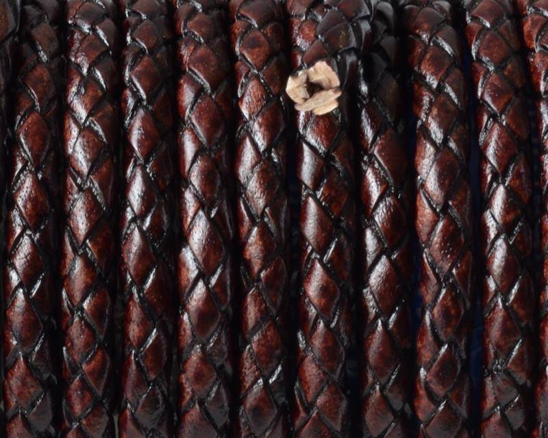 Bolo Braided Round Leather Cord. 5mm. Brown. Best Quality.