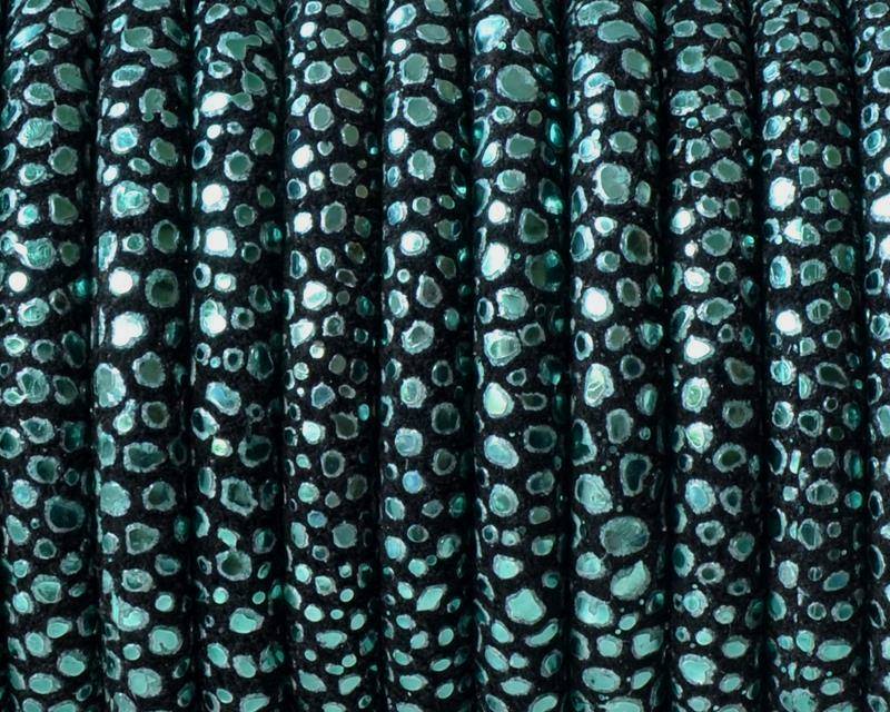 Round Leather cord. 5mm. Stingray-green. Inn.1mm. Best Quality.