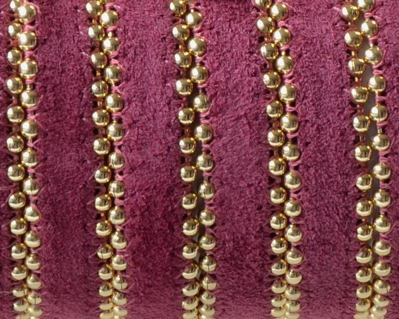 Flat Leather cord with chain. 10mm. Purple-gold. Best Quality.
