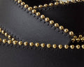 Flat Leather cord with chain. 24mm. Dark brown-gold. Best Quality.