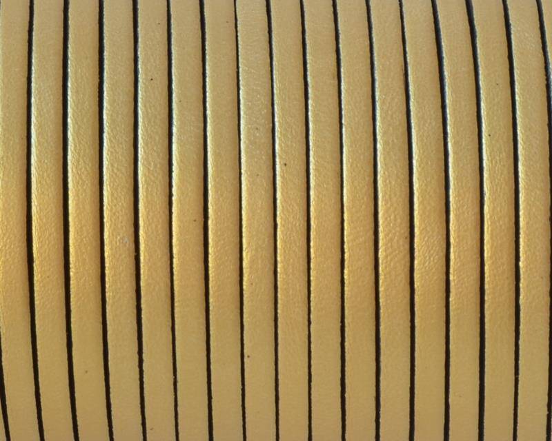 Flat Leather cord. 3x1.5mm. Metalic gold 2.Best Quality