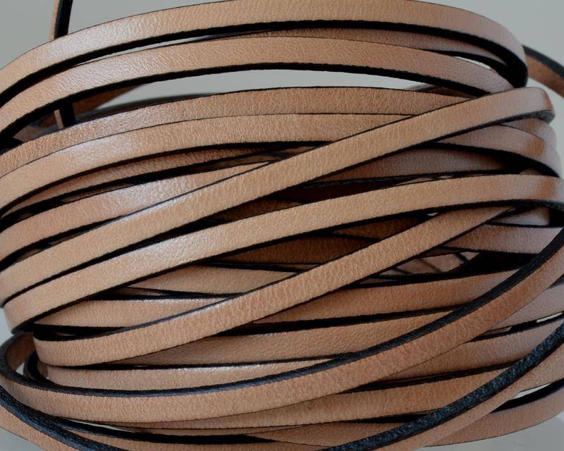 Flat Leather cord. 3x1.5mm. Natural-black. Best Quality