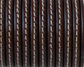 Flat Stitched leather cord. 5x1.5mm. Dark brown. Best Quality
