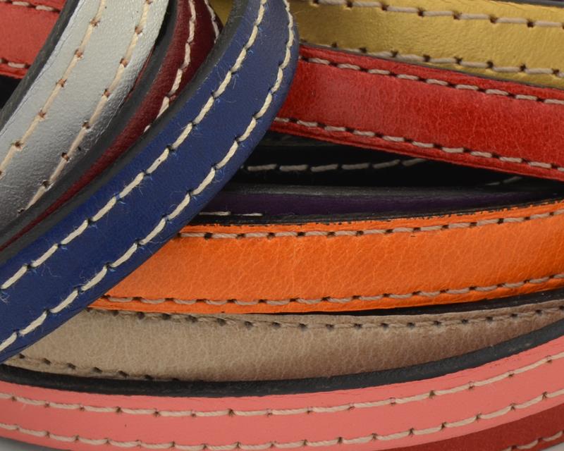 Flat Stitched leather cord. 10x2mm. MIX. Best Quality. 20cm strand