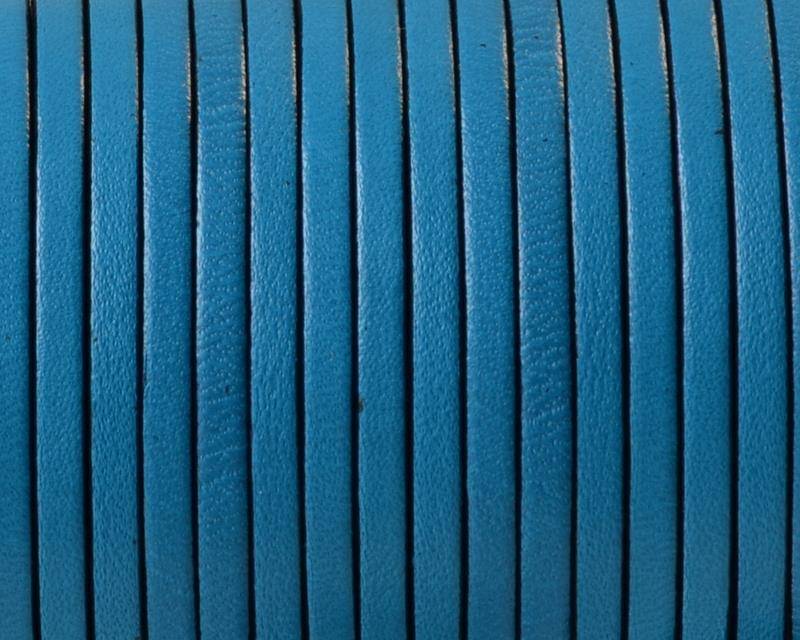 Flat Leather cord. 3x1.5mm. Turquoise-black. Best Quality.