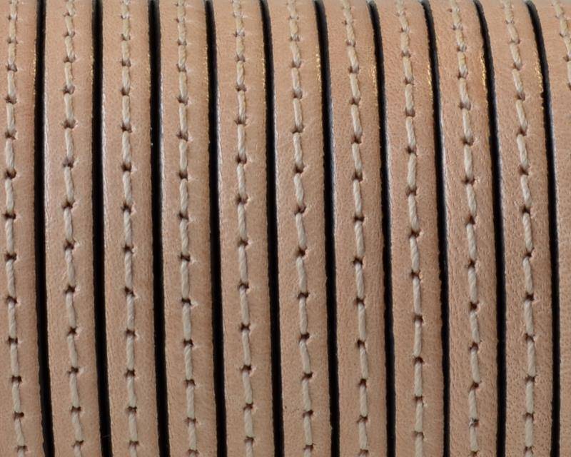 Flat Stitched leather cord. 3x1.5mm. Natural. Best Quality.
