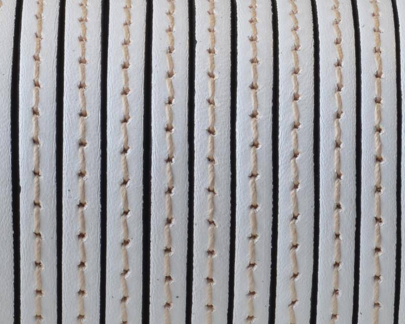 Flat Stitched leather cord. 3x1.5mm. White. Best Quality.