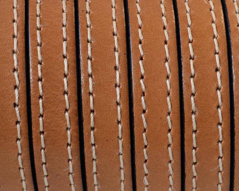Flat Stitched leather cord.10x2mm. Light brown. Best Quality.