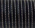 Flat Stitched leather cord.10x2mm. Black. Best Quality.