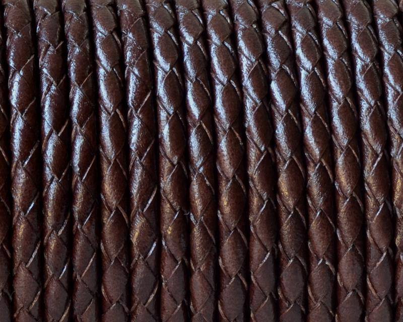 Bolo Braided Round Leather Cord. 3mm.Dark brown. Best Quality.