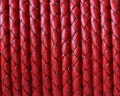 Bolo Braided Round Leather Cord. 3mm. Red. Best Quality.