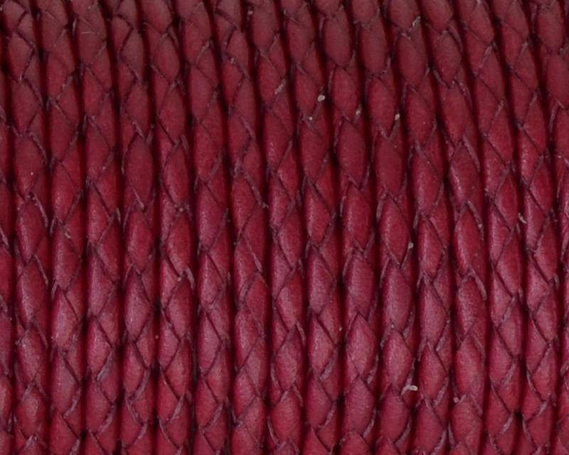 Bolo Braided Round Leather Cord. 3mm. Burdeous. Best Quality.