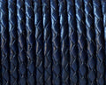 Bolo Braided Round Leather Cord. 3mm. Blue. Best Quality.