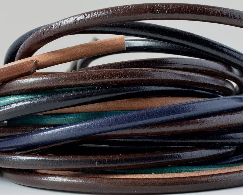 Round Leather cord. 4mm. MIX. Best Quality. 20cm strands 20cm strand