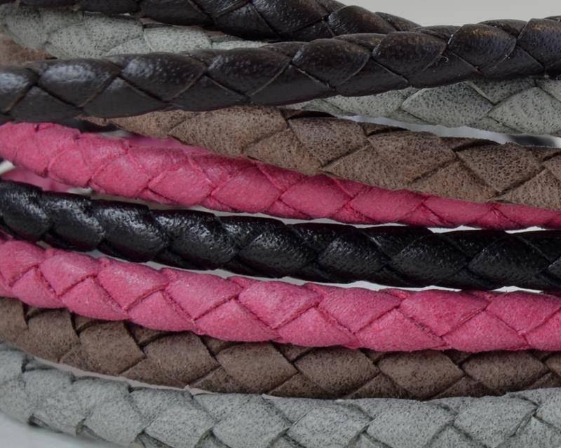 Bolo Braided Round Leather Cord. 4mm. MIX. Best Quality. 20cm strand 20cm strand