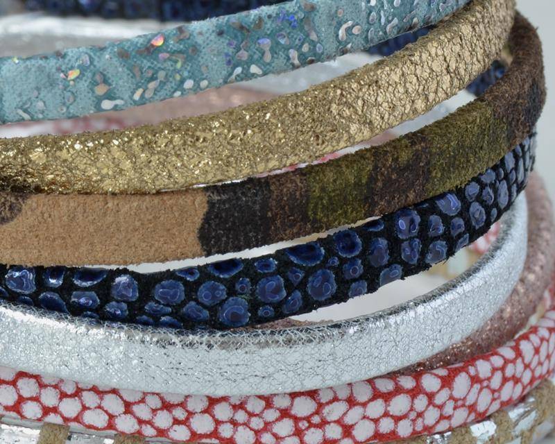 Flat Leather cord. 5x1.5mm. MIX. Best Quality. 20cm strand 20cm strand