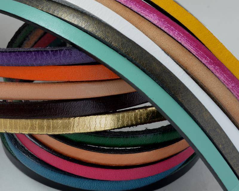 Flat Leather cord. 5x1.5mm. MIX2. Best Quality. 20cm strand 20cm strand